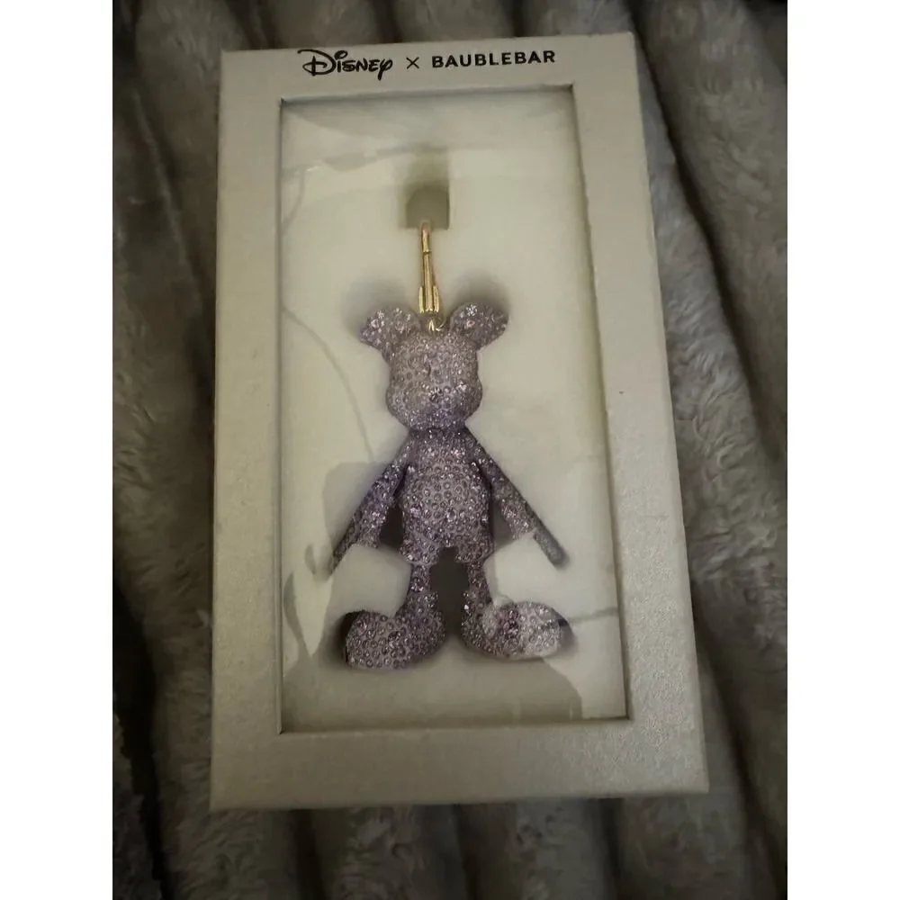 Purple crystal mickey Baublebar disney bag charm/keychain